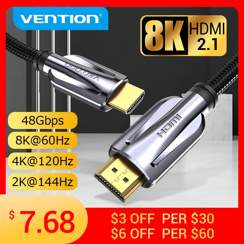 Vention-HDMI 2.1 ̺ 8K/60Hz 4K/120Hz 48Gbps HDM..